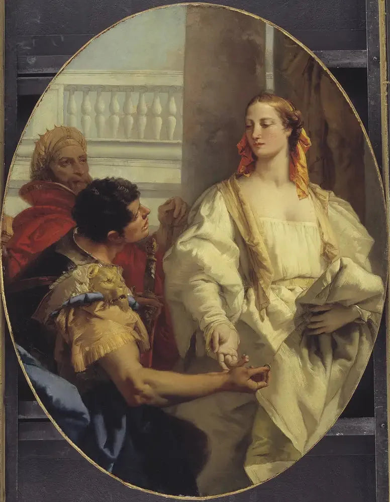 Latinus biedt zijn dochter Lavinia aan Eneus aan voor het huwelijk