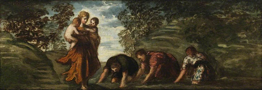 Latone die de Lychische boeren in kikkers verandert - Jacopo Tintoretto