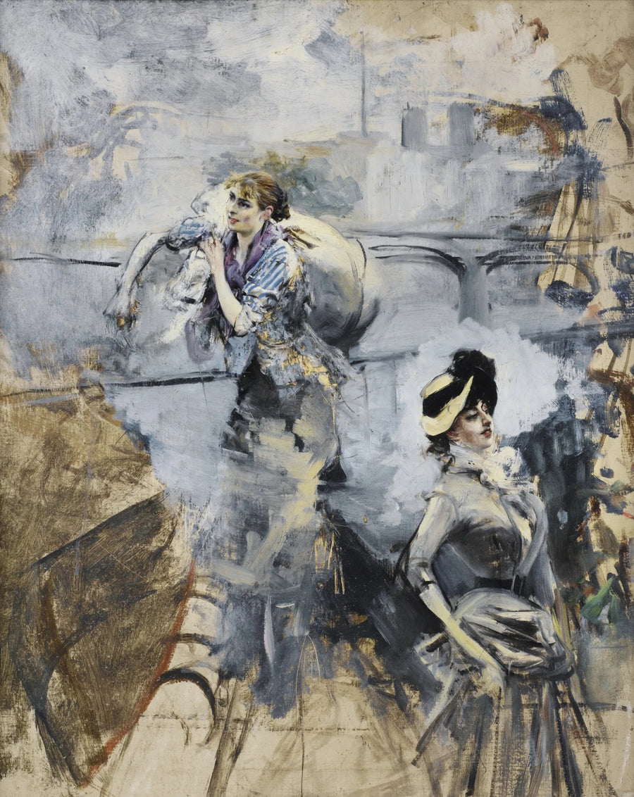 Lavendemeester en jonge brunette aan de oevers van de Seine, Parijs - Giovanni Boldini