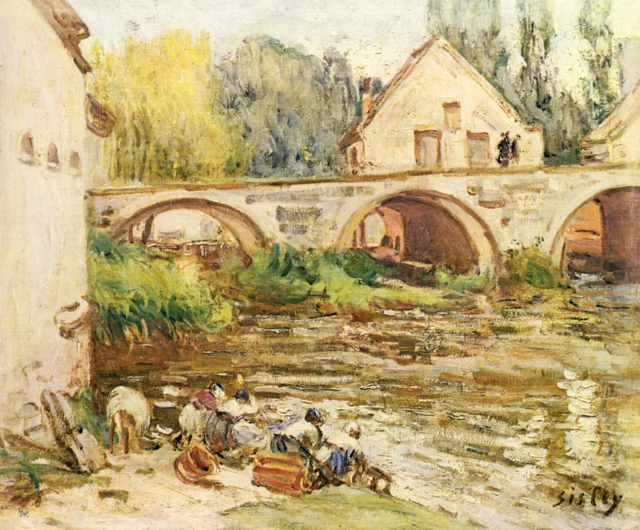 Wasvrouwen in Moret - Alfred Sisley