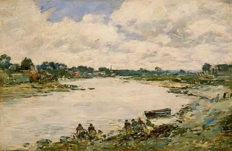 Wasvrouwen aan de oever van de Touques - Eugène Boudin