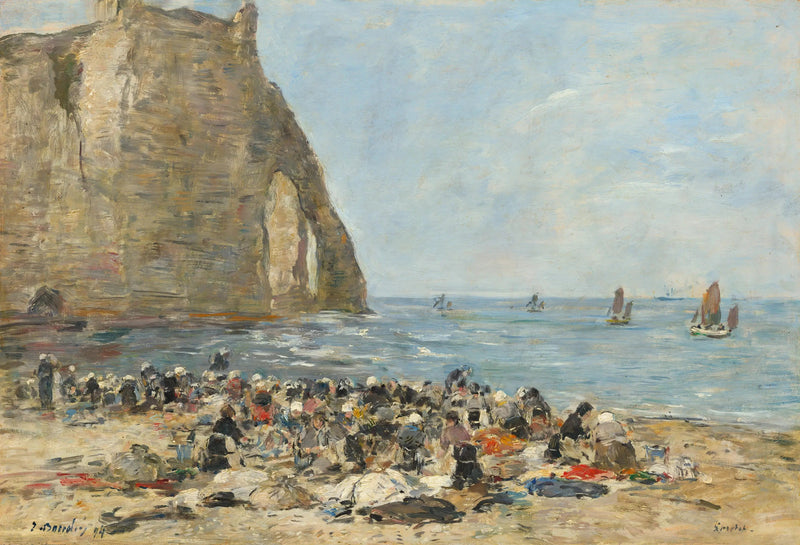 Wasvrouwen op het strand van Étretat - Eugène Boudin