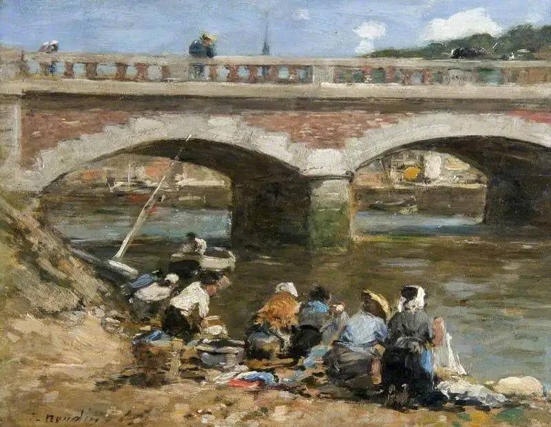 Wasvrouwen aan de oevers van de Touques - Eugène Boudin