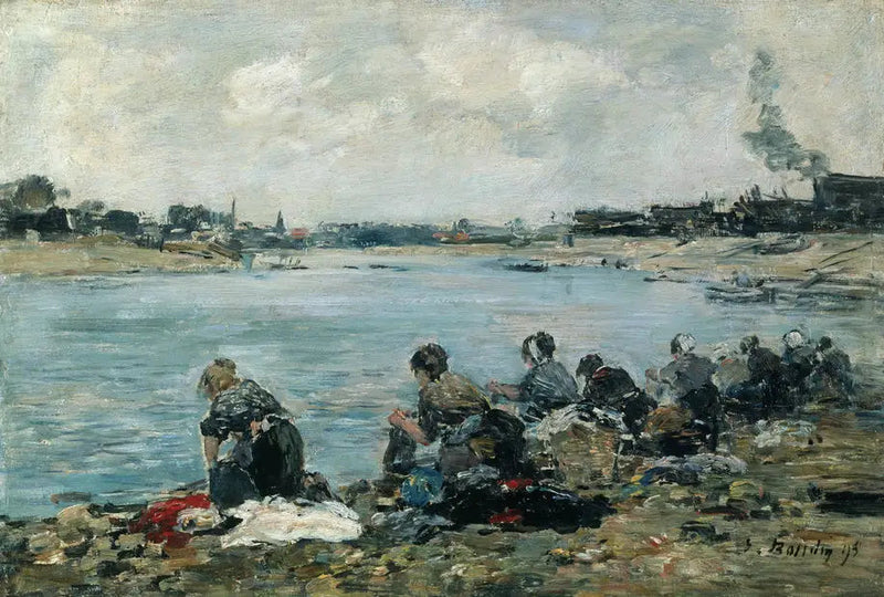 Wasmachines aan de oever van de Touques - Eugène Boudin