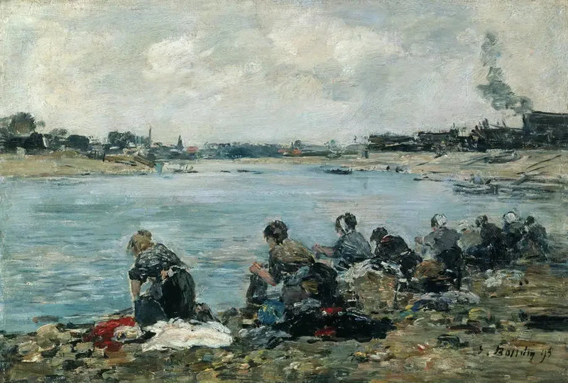 Wasmachines aan de oever van de Touques - Eugène Boudin