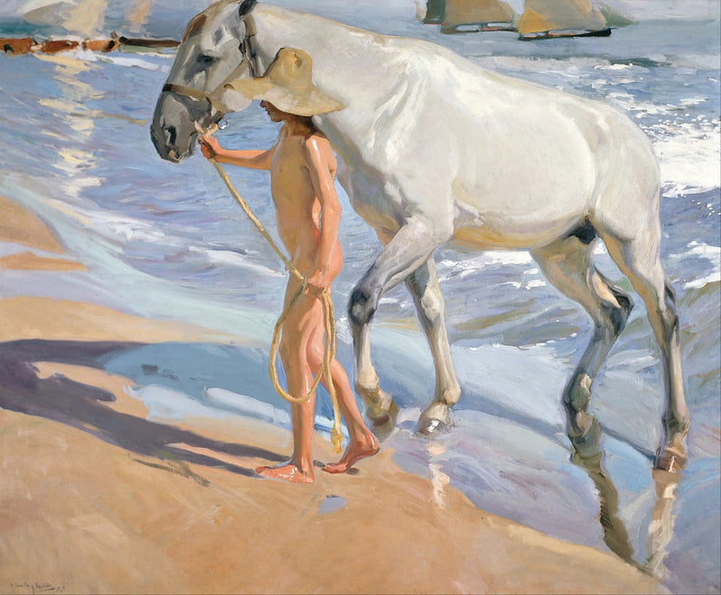 Het Bad van het Paard - Joaquín Sorolla