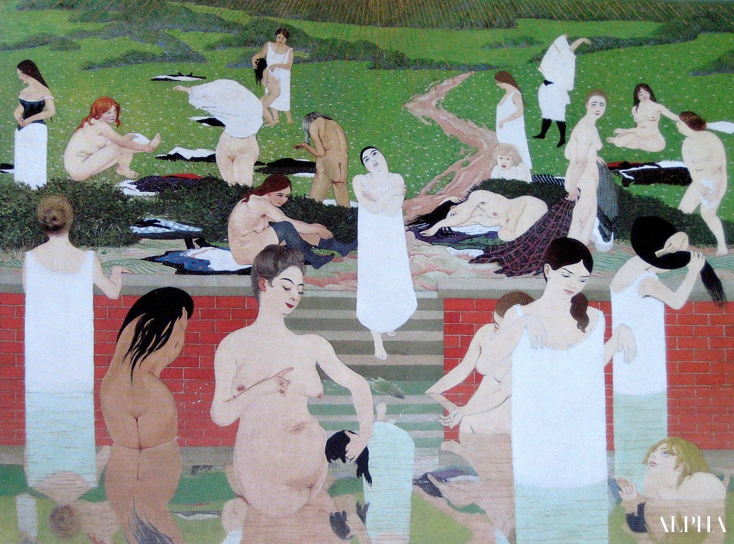 Het bad, zomeravond - Félix Edouard Vallotton - Reproducties van schilderijen en hoogwaardige schilderkunst