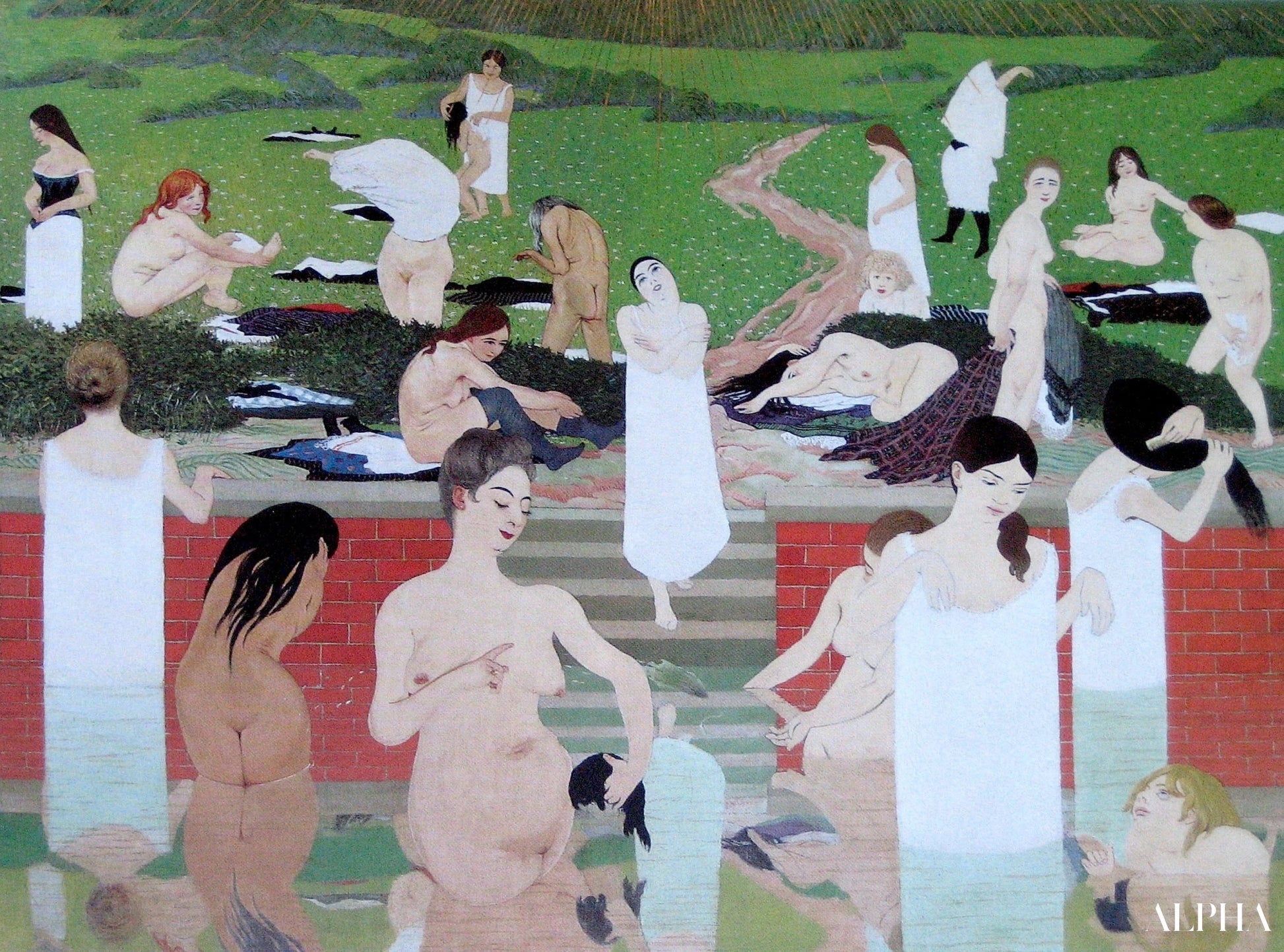 Het bad, zomeravond - Félix Edouard Vallotton - Reproducties van schilderijen en hoogwaardige schilderkunst