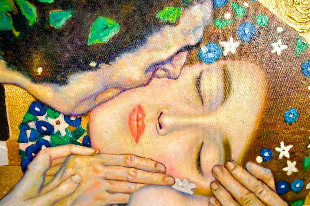 Le Baiser Réimaginé par Master Apollon | 200 x 200 cm Reproductions de tableaux à la peinture à l’huile