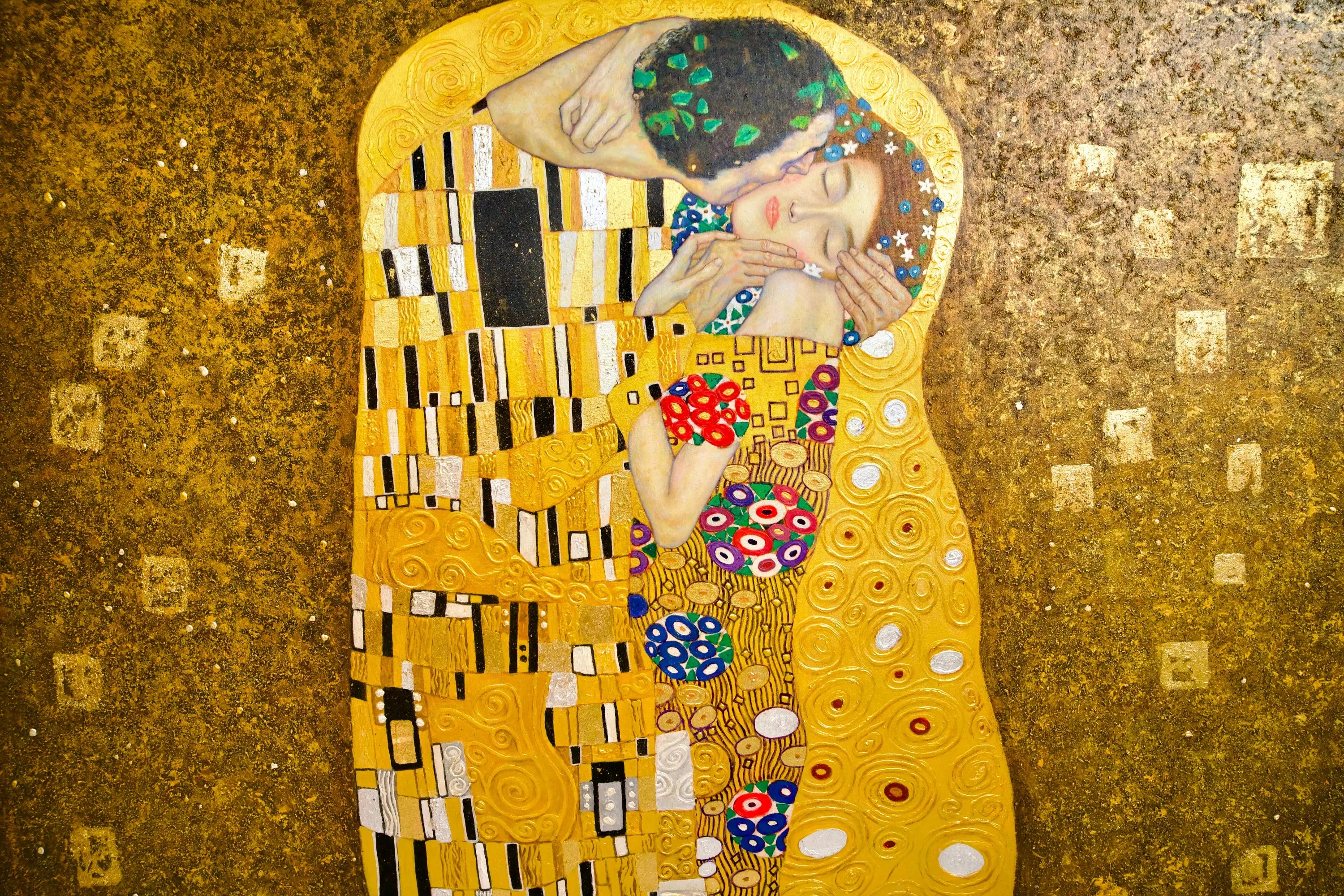 Le Baiser Réimaginé par Master Apollon | 200 x 200 cm Reproductions de tableaux à la peinture à l’huile