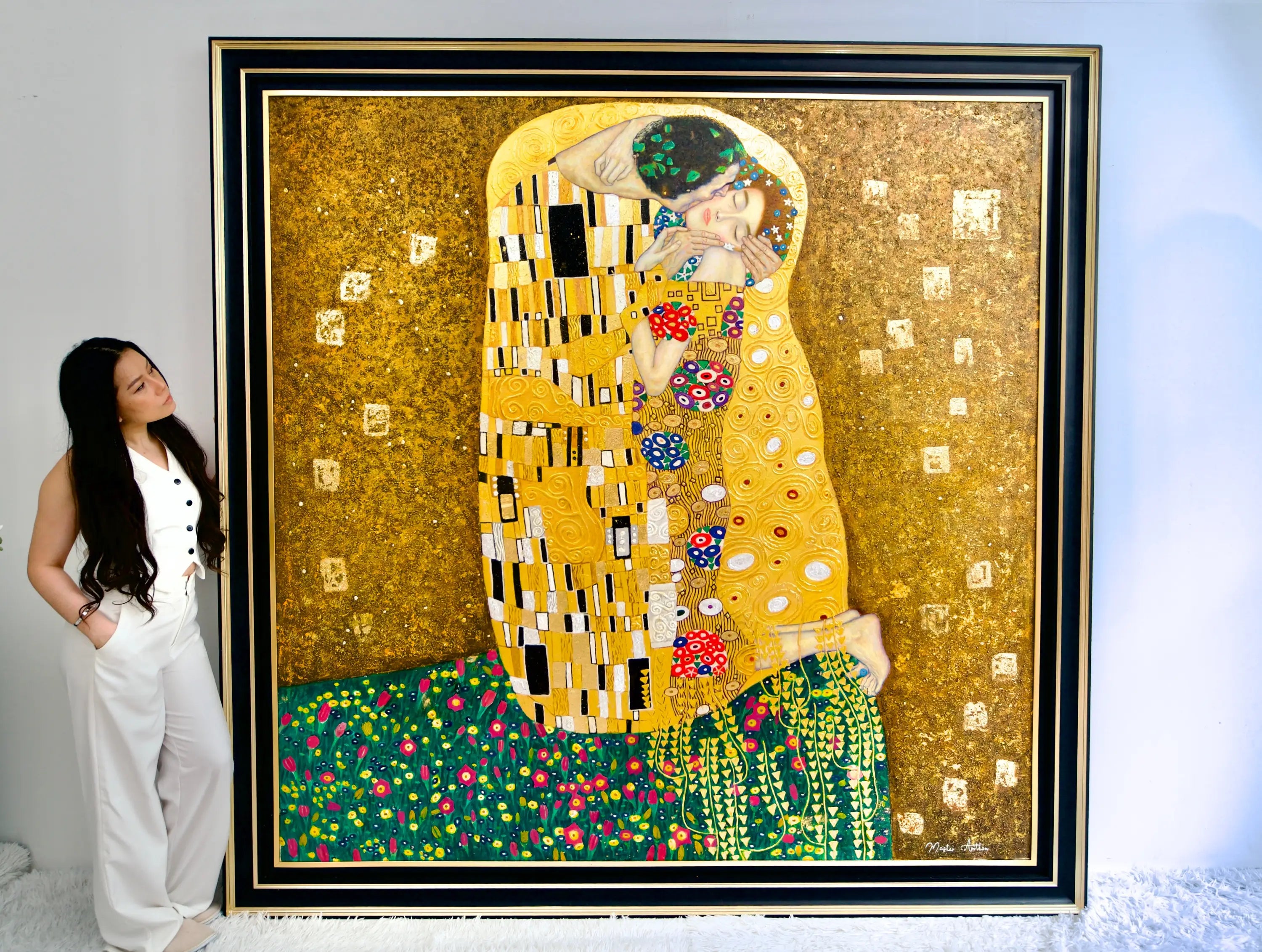 Le Baiser Réimaginé par Master Apollon | 200 x 200 cm Reproductions de tableaux à la peinture à l’huile