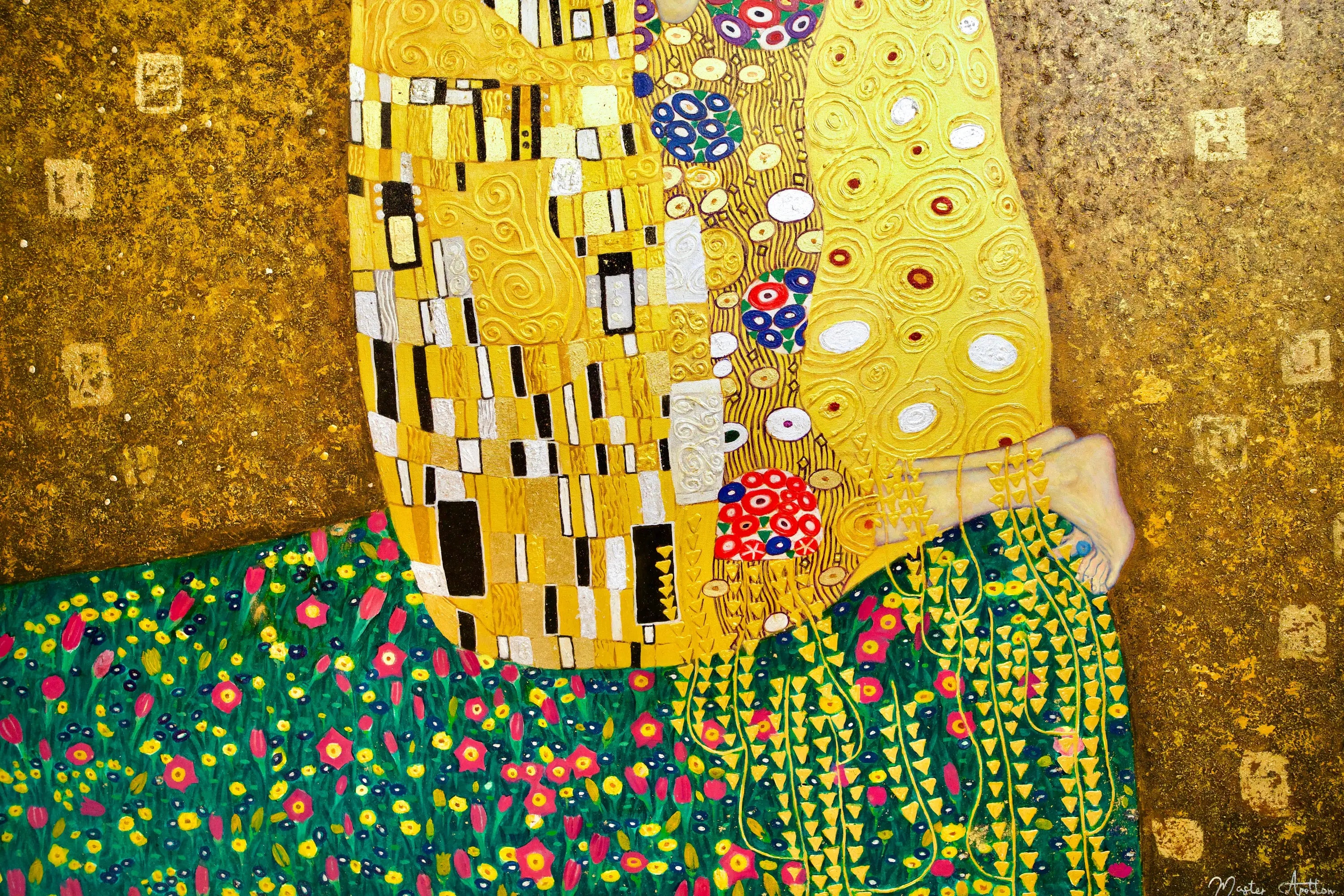 Le Baiser Réimaginé par Master Apollon | 200 x 200 cm Reproductions de tableaux à la peinture à l’huile