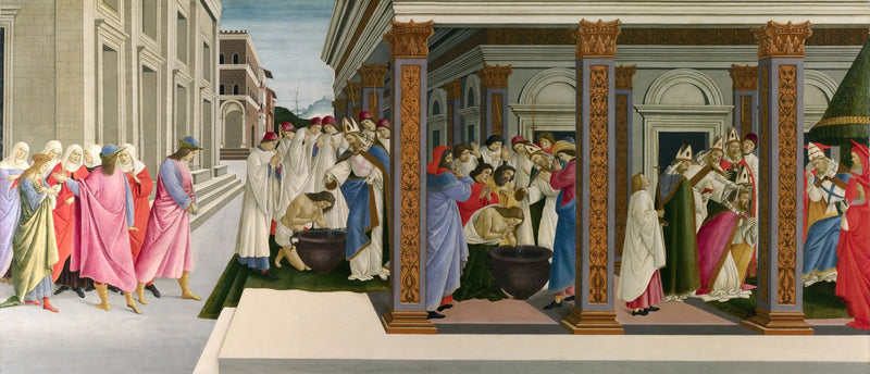 De Doop van Zenobius en zijn Wijding tot Bisschop - Sandro Botticelli