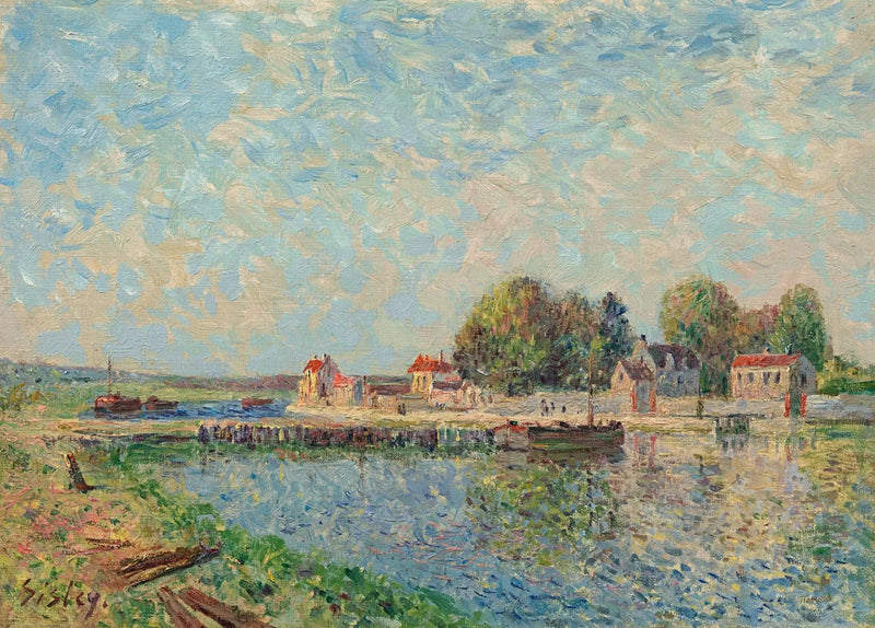 De dam bij Saint-Mammès, kanaal van Loing - Alfred Sisley