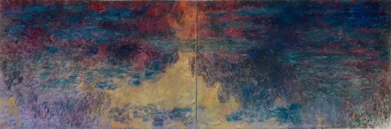 De vijver met waterlelies, 's avonds - Claude Monet