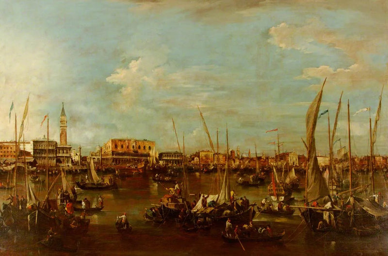 Het bassin van San Marco met de Molo en het Dogepaleis, Venetië - Francesco Guardi