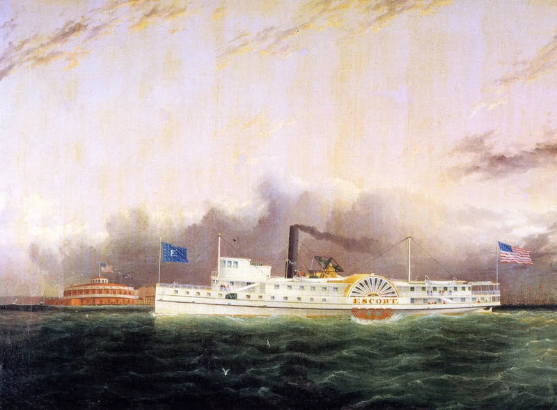 De stoomboot « Escord » voor de batterij - James E. Buttersworth