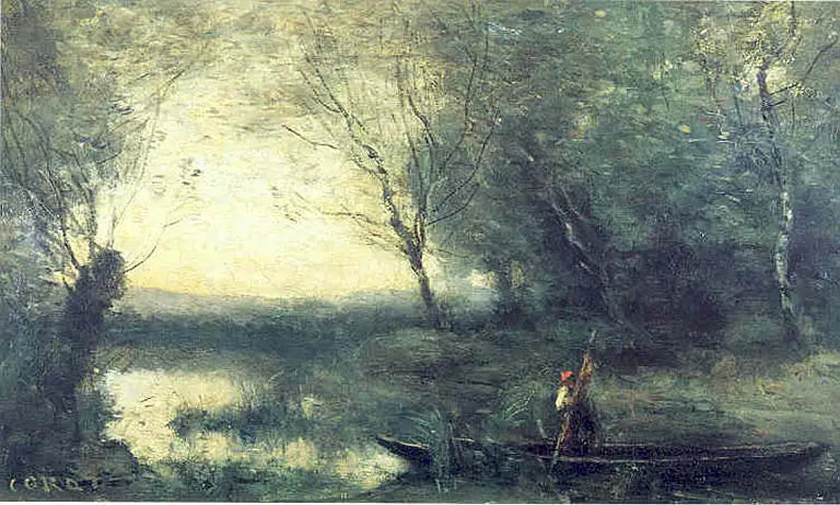 De Bootsmanshuis, 's Avonds - Jean-Baptiste Camille Corot