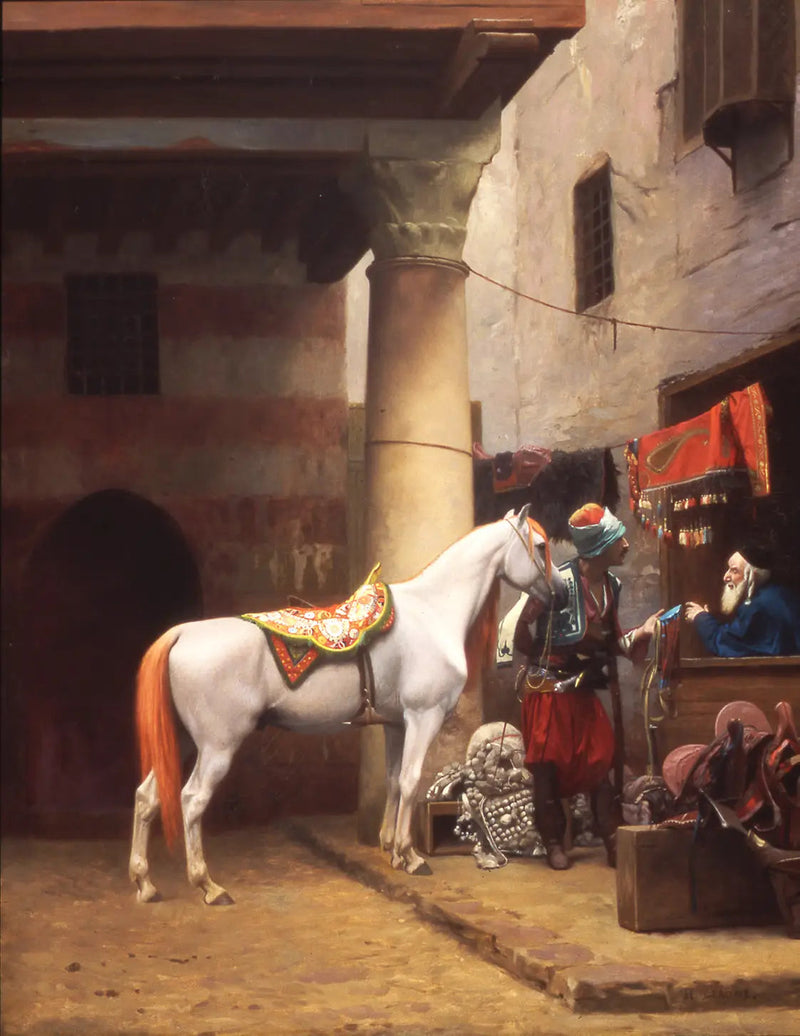 De bazaar van de zadel, Caïro - Jean-Léon Gérôme