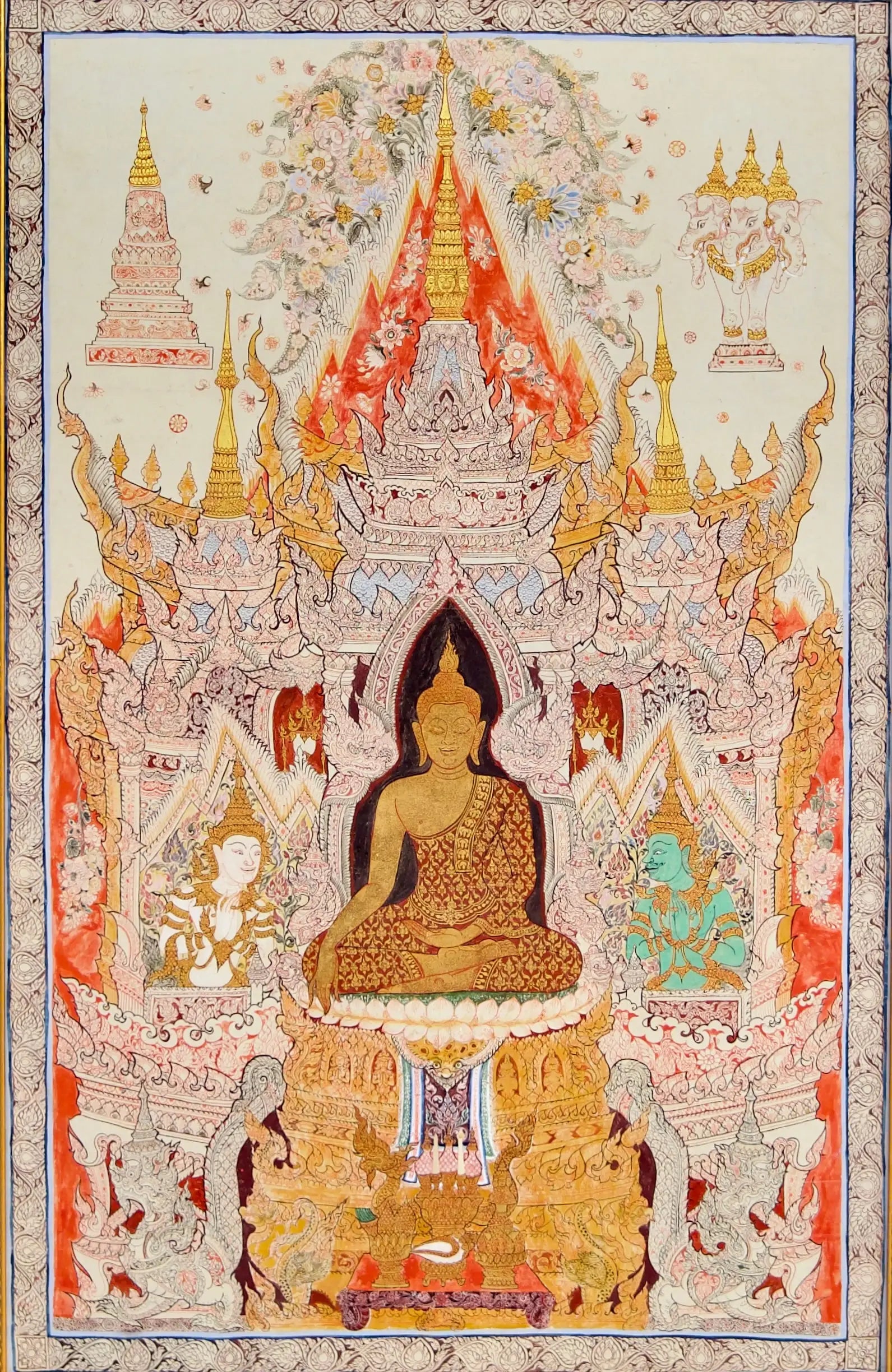 Le Bouddha Blanc - Komain | 70 x 105 cm Reproductions de tableaux à la peinture à l’huile