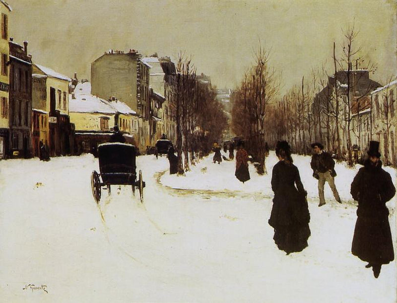De Boulevard de Clichy in sneeuwweer - Norbert Gœneutte