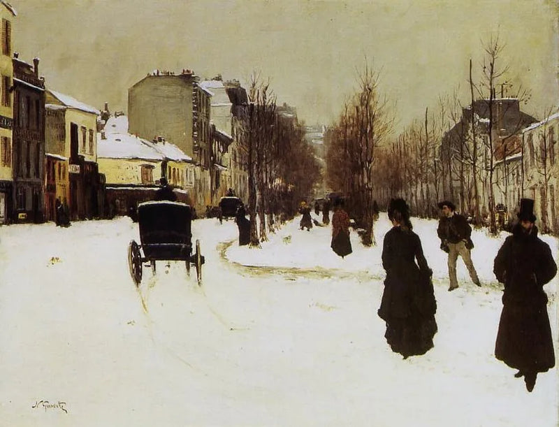 De Boulevard de Clichy in sneeuwweer - Norbert Gœneutte