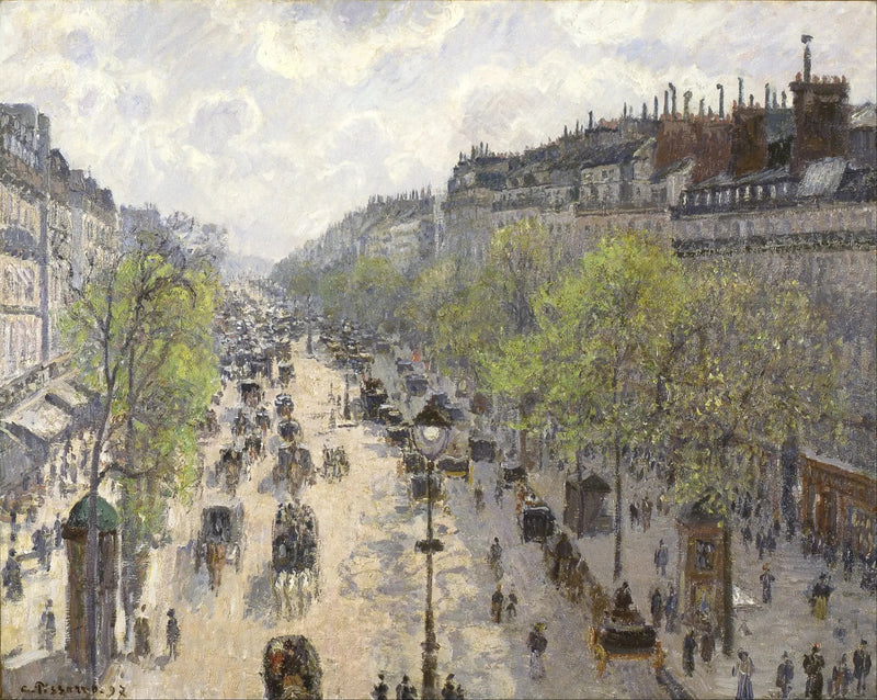 De Boulevard van Montmartre, lentemorgen - Camille Pissarro