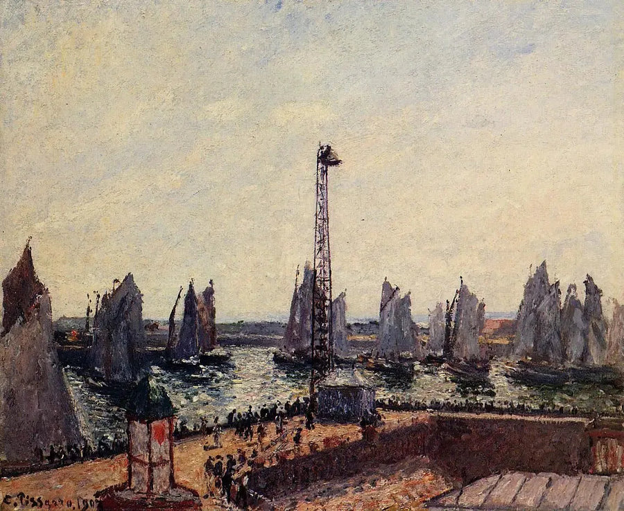 De Oostelijke Golfbreker, terugkeer van de regatta, Le Havre - Camille Pissarro