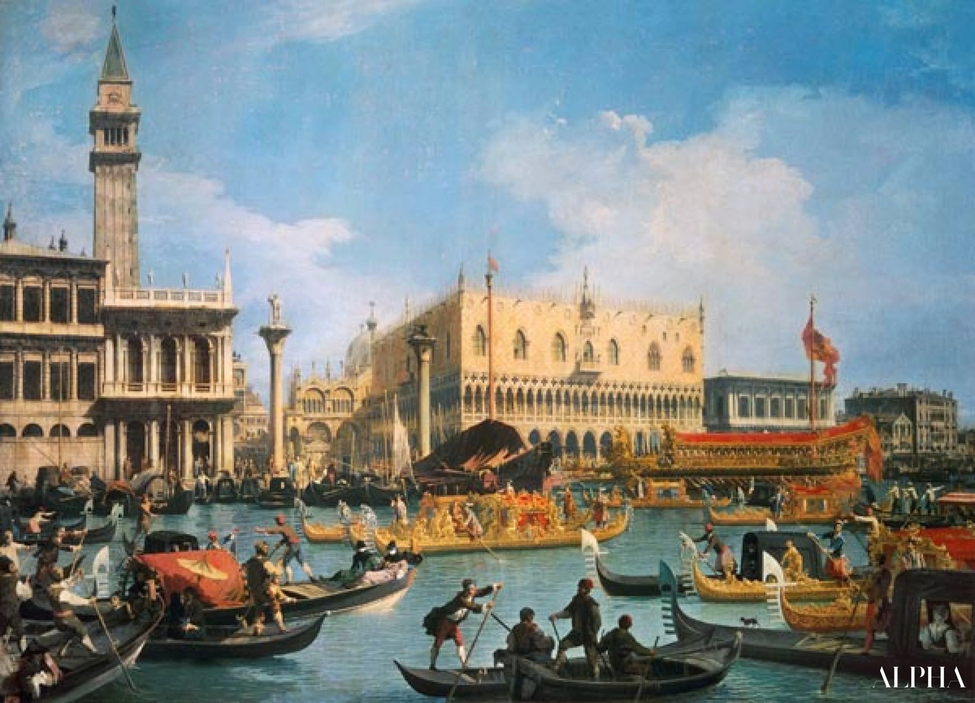 De Buccintoro op de reisdag van de lucht - Giovanni Antonio Canal - Reproducties van schilderijen en hoogwaardige schilderijen