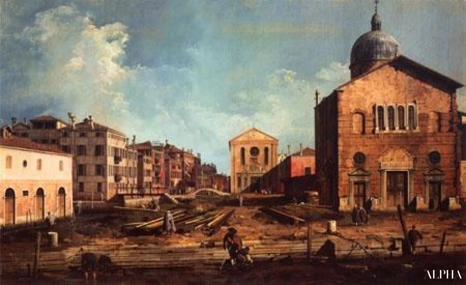 Het Campo San Guiseppe di Castello en de kerk San Niccolo di Castello - Giovanni Antonio Canal - Reproducties van schilderijen en hoogwaardige schilderkunst