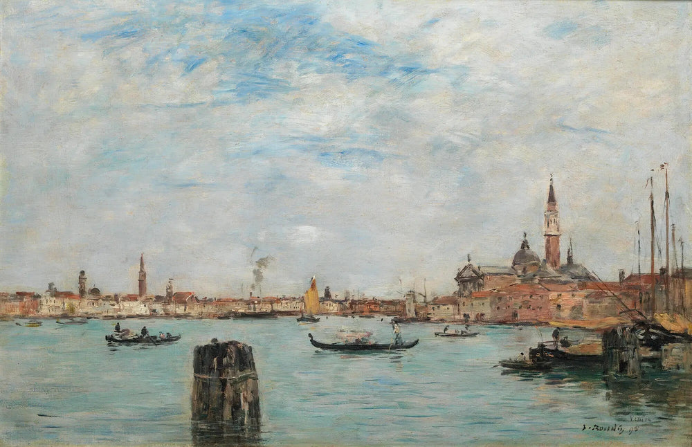 Le canal de la Giudecca et San Giorgio Maggiore, Venise - Eugène Boudin image 1 copie de tableau peinte à la main