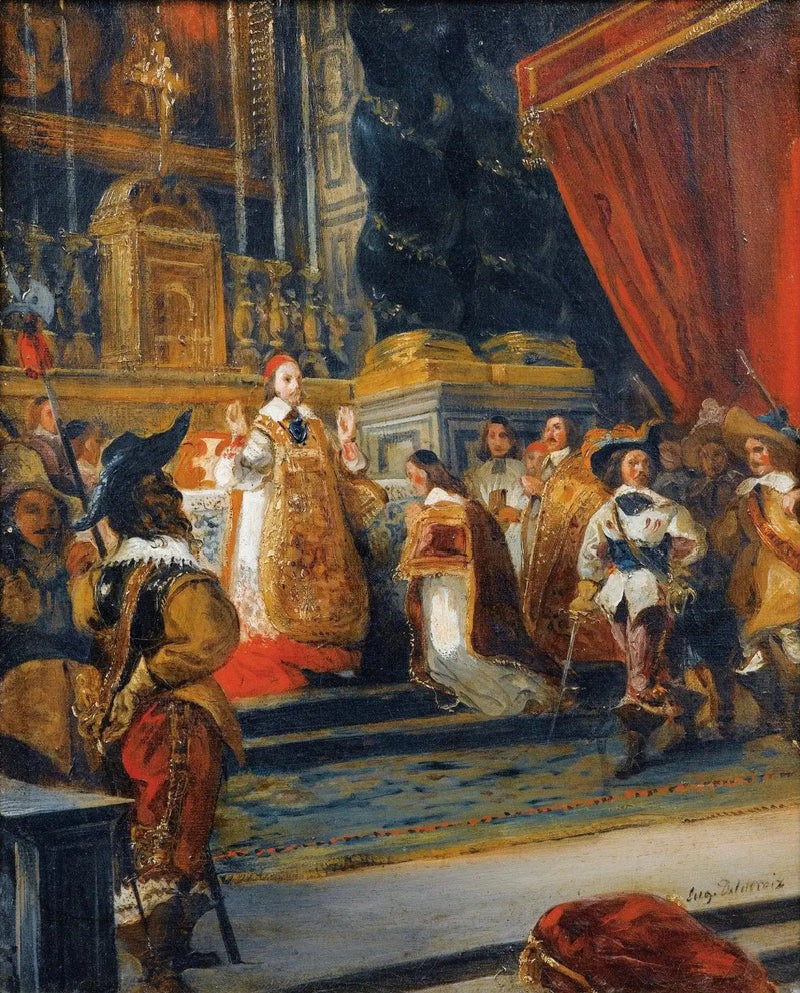 De kardinaal de Richelieu die de mis viert in de kerk van het Palais-Royal - Eugène Delacroix