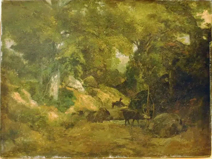 De Hert in het bos - Gustave Courbet