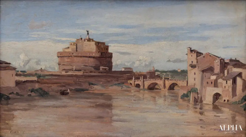 Le Château Saint-Ange et le Tibre, Rome - Camille Corot - Reproductions de tableaux et peintures haut de gamme