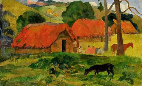 De Hond voor de Hut, of De Drie Huts - Paul Gauguin