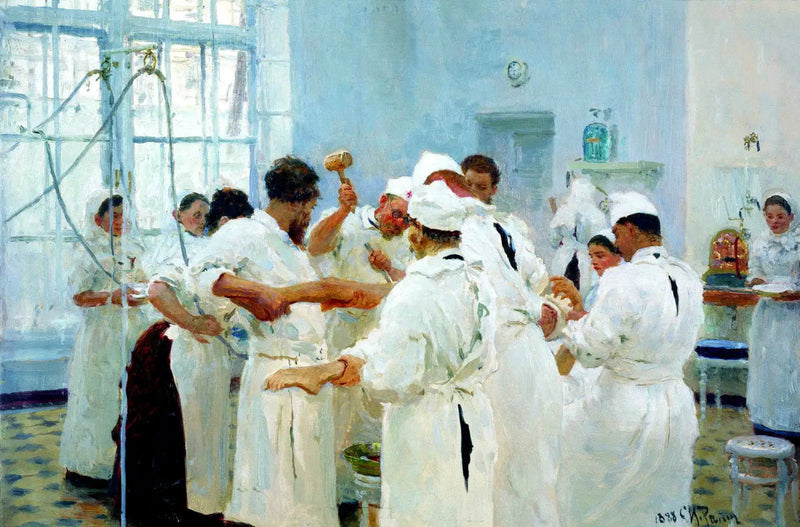 De chirurg E. V. Pavlov op de operatiekamer - Ilya Repin