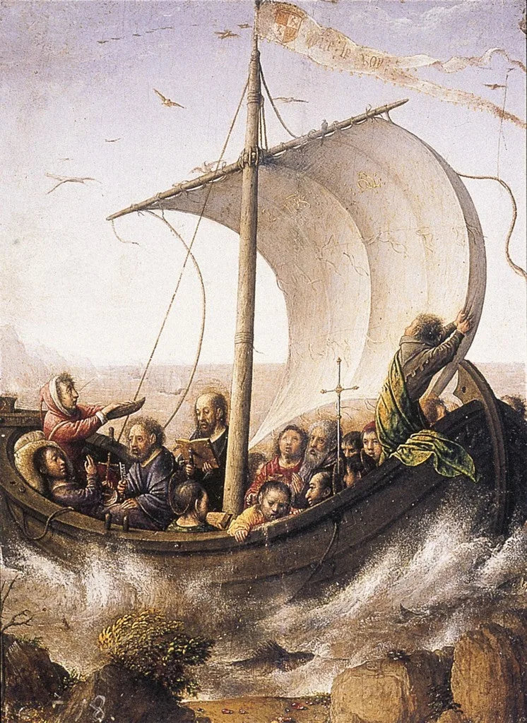 De geruststellende Christus die de storm op het meer van Tiberias kalmeert - Juan de Flandes