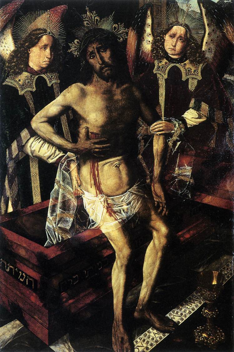 Christus in het graf ondersteund door twee engelen - Bartolomé Bermejo