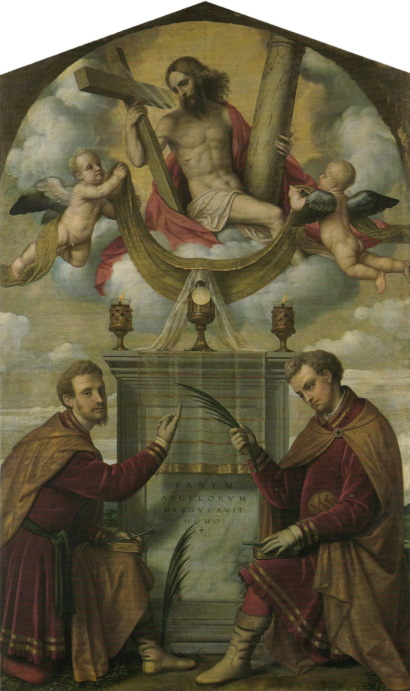 Christus met de Eucharistie en de heiligen Cosmas en Damianus - Alessandro Bonvicino