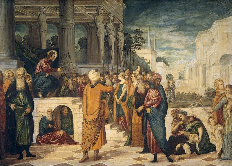 Het Christus met de overspelige vrouw - Jacopo Tintoretto