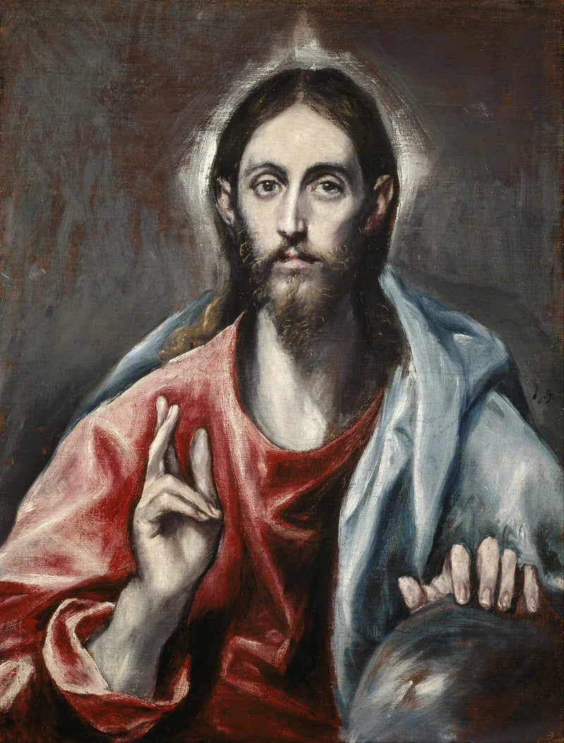 De gezegende Christus, de Redder van de wereld - El Greco
