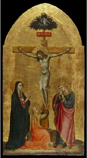 Het gekruisigde Christus, met de Maagd Maria, Maria Magdalena en Sint Jan - Spinello Aretino