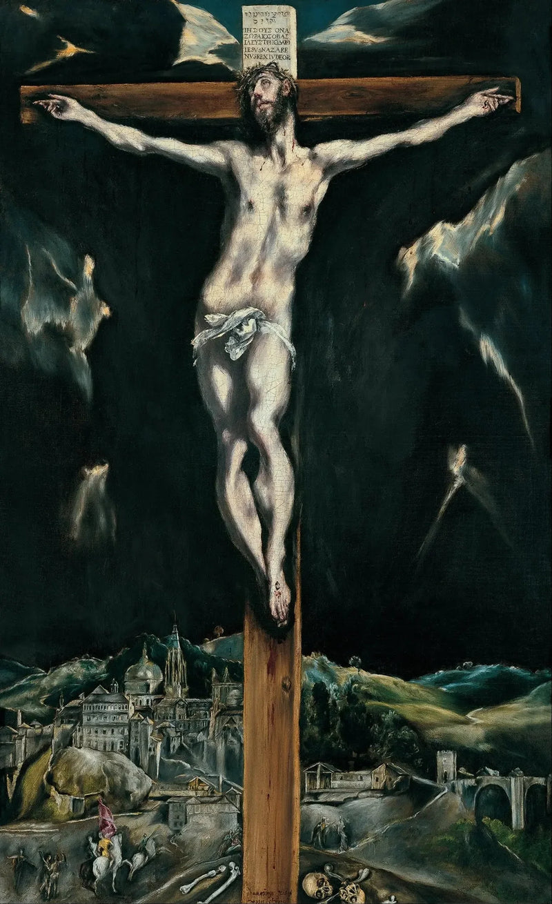 De gekruisigde Christus met Toledo op de achtergrond - El Greco