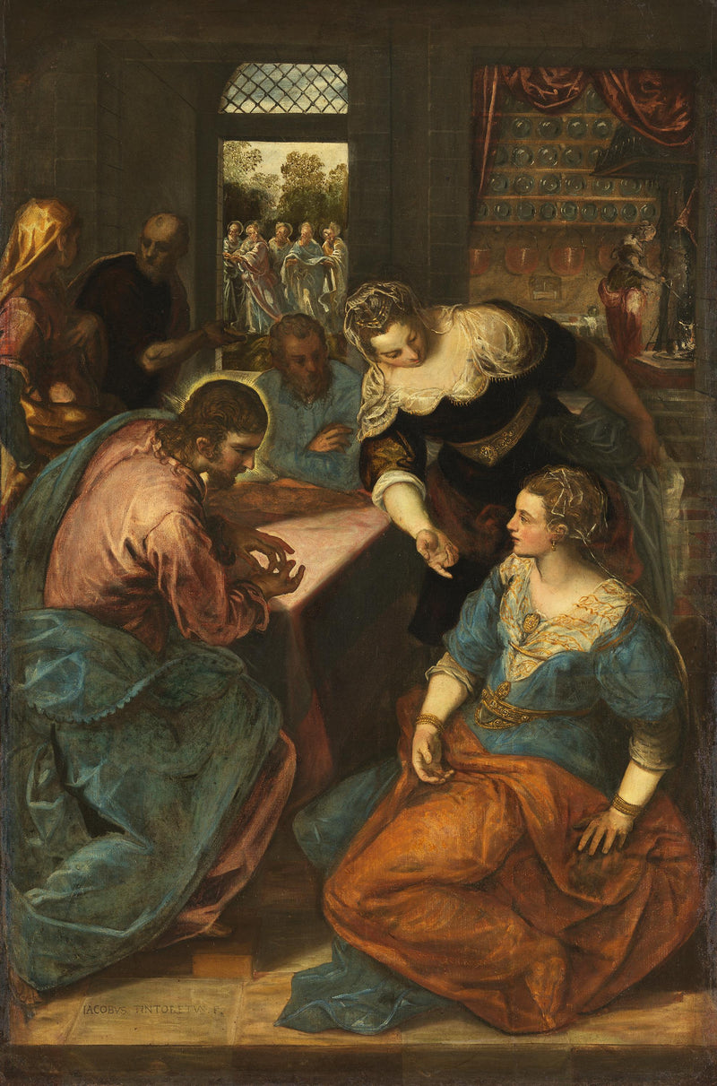 Christus in het huis van Martha en Maria - Jacopo Tintoretto