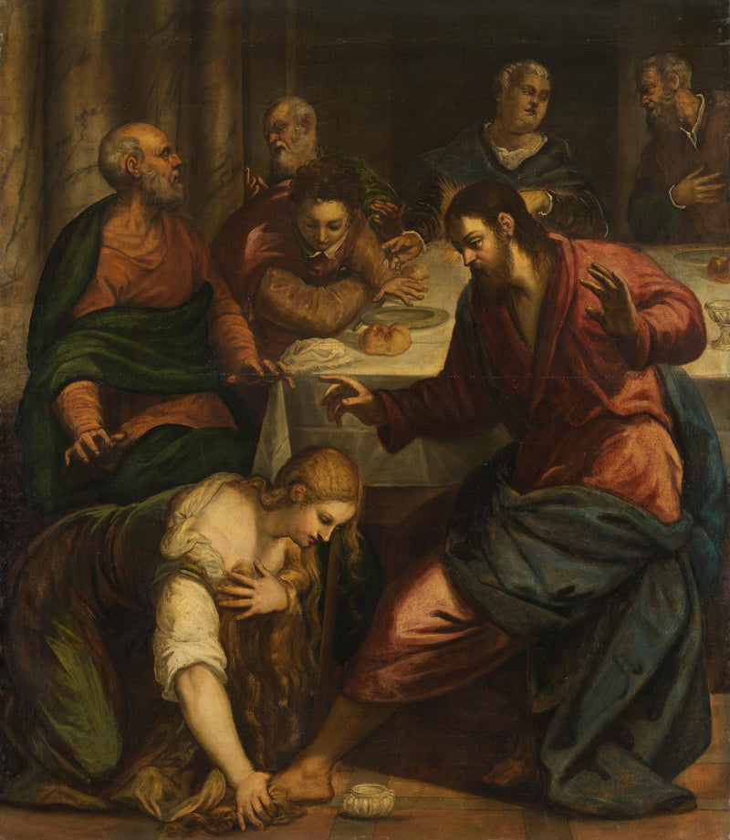 Het Christus in het huis van de Farizeeër Simon - Jacopo Tintoretto