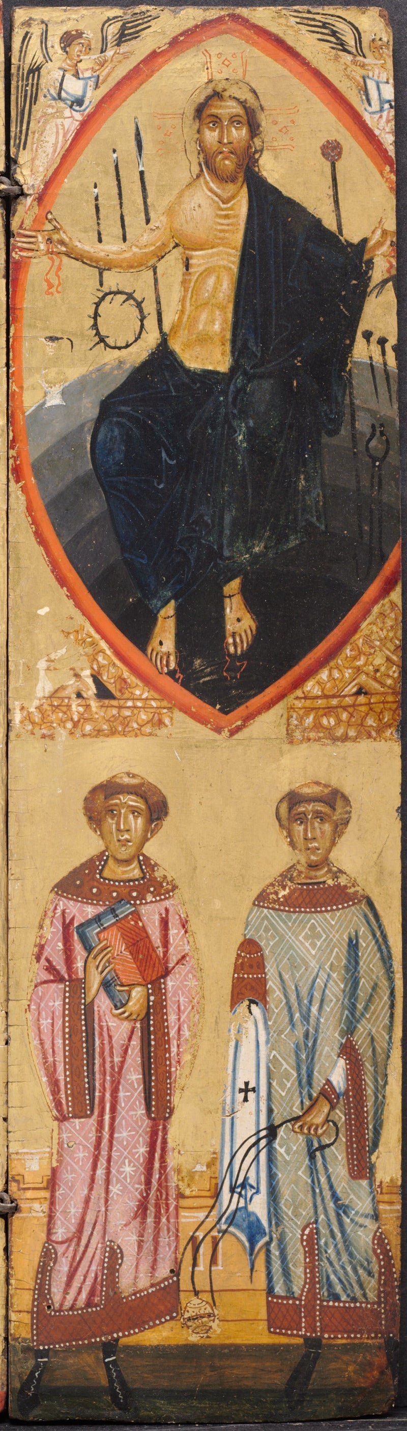 Christus in een mandorla, met de instrumenten van de Passie, met Sint-Stefanus en Sint-Laurentius eronder - Berlinghiero Berlinghieri