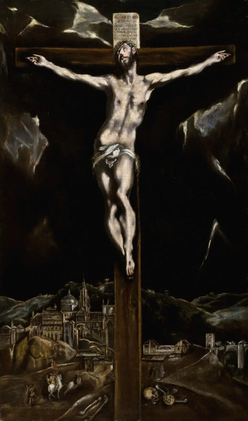 Het Christus aan het kruis met uitzicht op Toledo - El Greco
