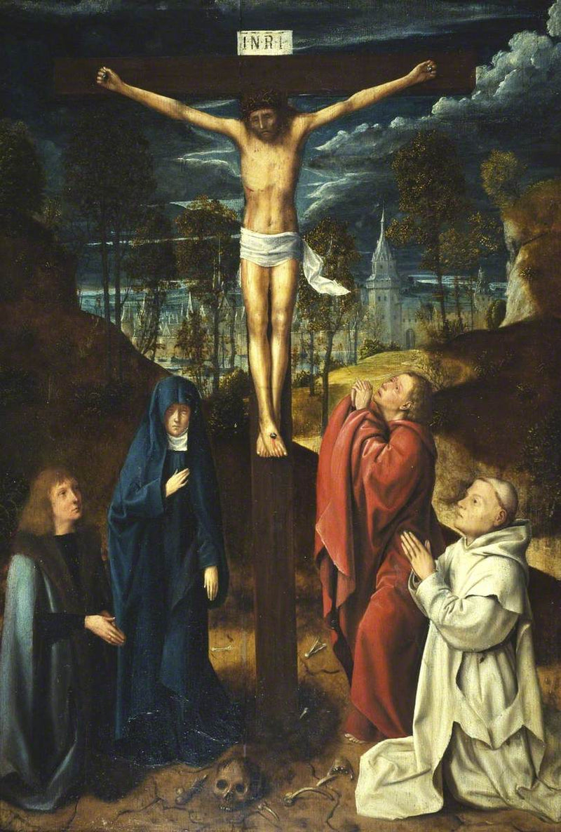 Het kruisbeeld met de Maagd, Sint Jan en twee donateurs - Quentin Metsys