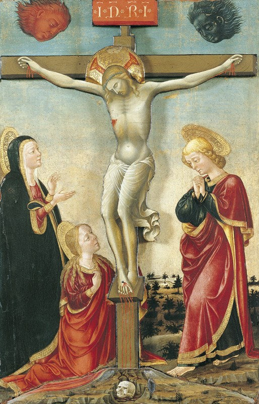 Het kruisigingsbeeld van Christus, de Maagd, Sint Jan en Maria Magdalena - Lorenzo Monaco