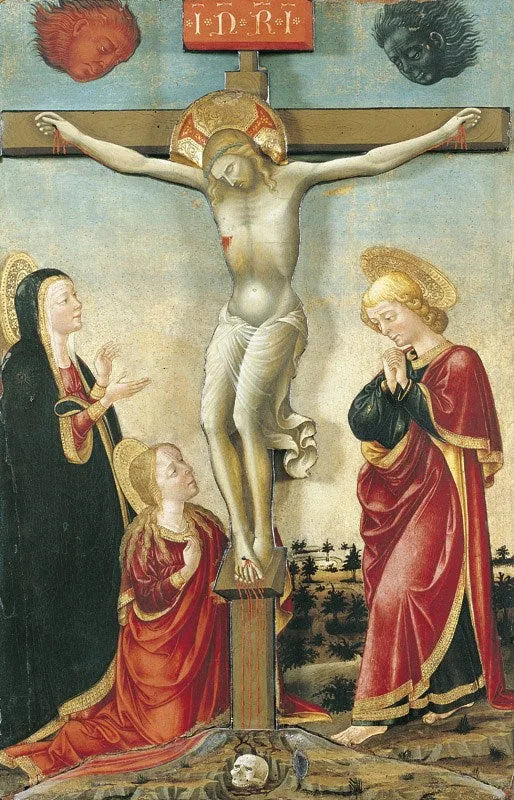 Het kruisigingsbeeld van Christus, de Maagd, Sint Jan en Maria Magdalena - Lorenzo Monaco